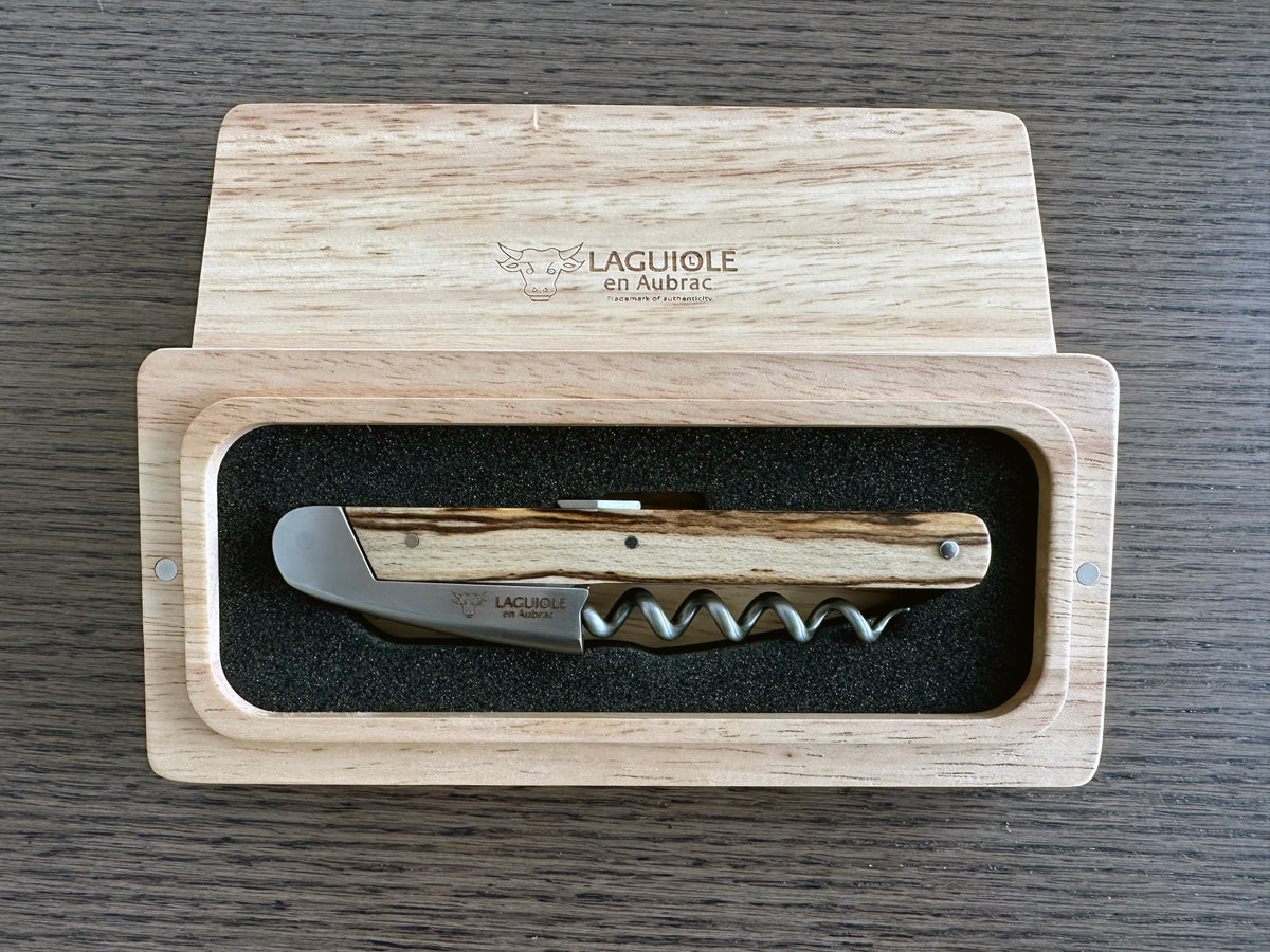 Laguiole en Aubrac Sommelier DeLuxe Waiter's Corkscrew With Beechwood Handle, Andre & Michel Bras Edition - LaguioleEnAubracShop