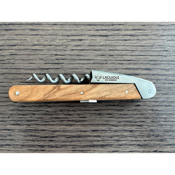 Laguiole en Aubrac Sommelier DeLuxe Waiter's Corkscrew With Olivewood Handle, Andre & Michel Bras Edition - LaguioleEnAubracShop