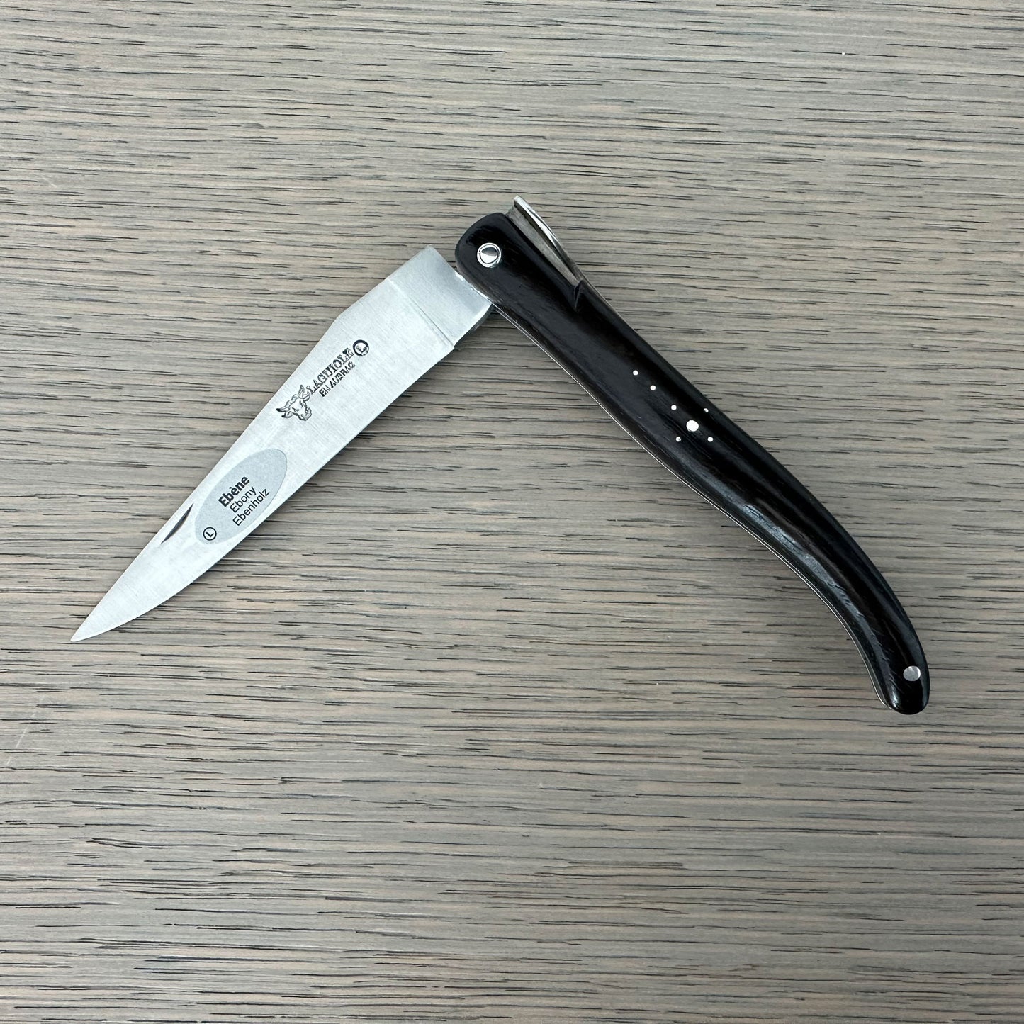 Laguiole en Aubrac Folding Knife Secret Garden Series Hibiscus Bee with Ebony, 4.8-in