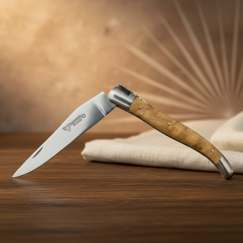 มีดอเนกประสงค์ Laguiole en Aubrac ชุบคู่ชุบ ด้ามไม้ Poplar Burl 4.75 นิ้ว