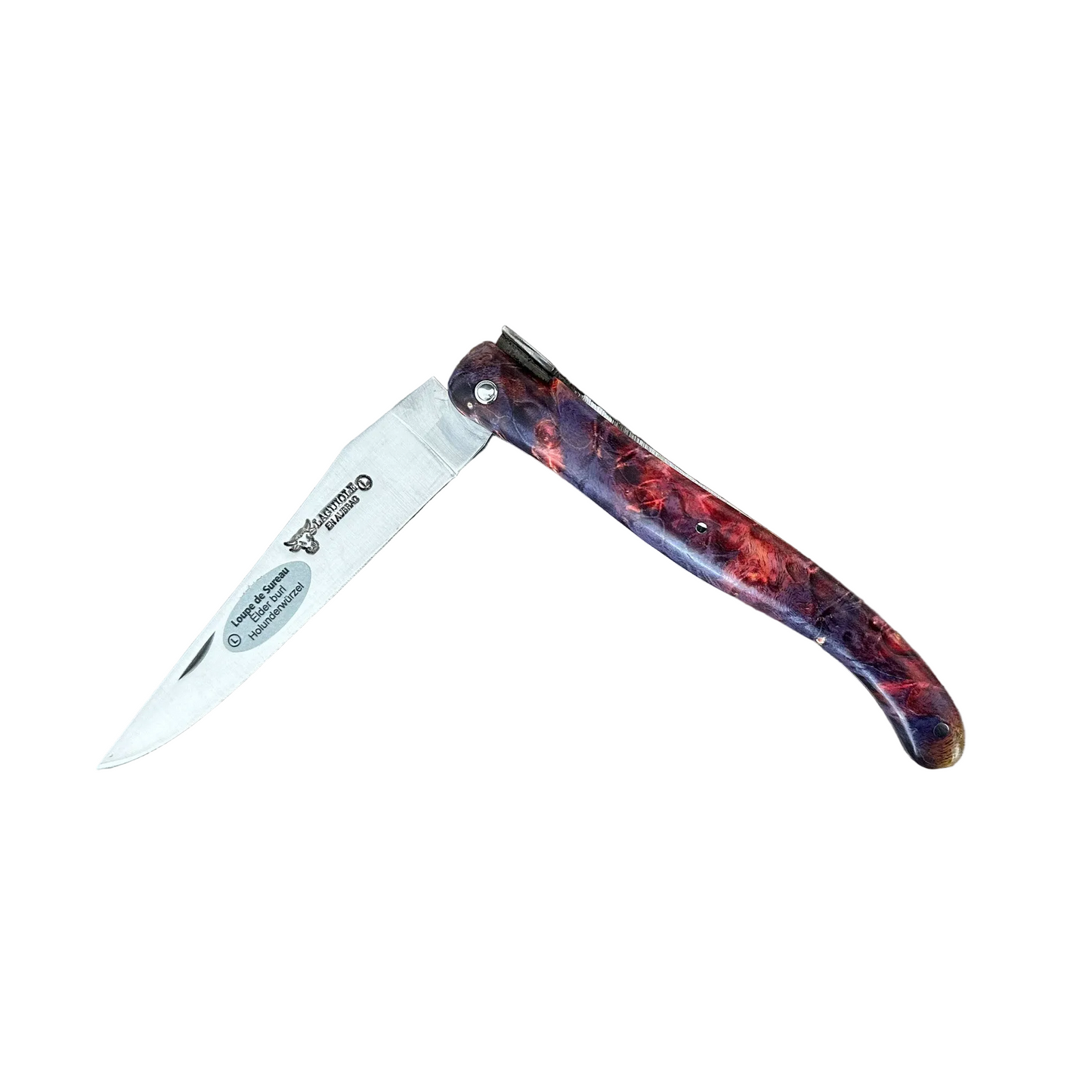 Laguiole en Aubrac Folding Knife Cosmos Series with Big Bang Bee, Fire Elder Burl, 4.8-in