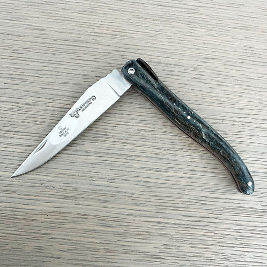 Laguiole en Aubrac Americas 250th Anniversary Collection Knife with Blue Birchwood Wood Handle, 4.7-in