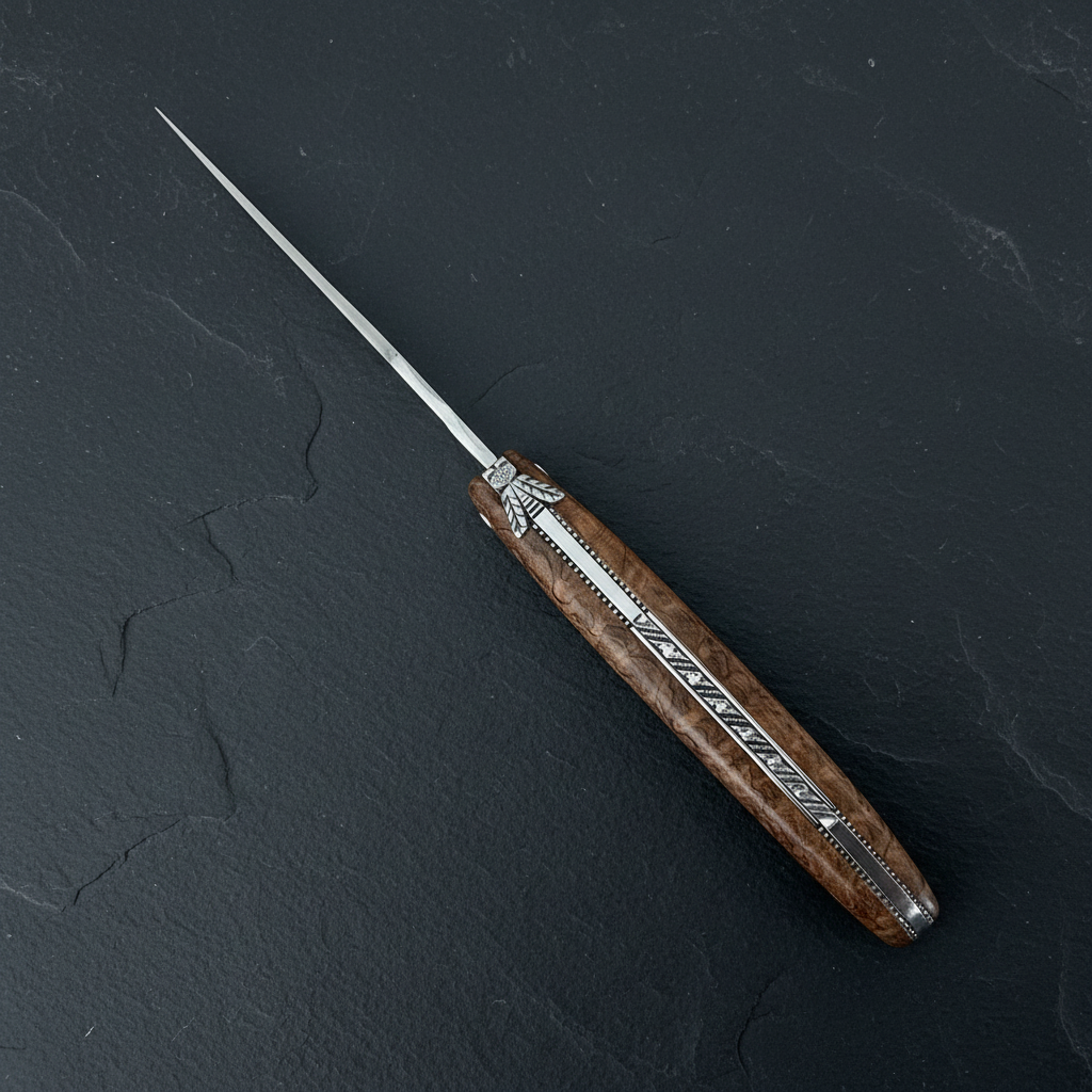 Laguiole en Aubrac 手工制作的双层多用途刀，柚木手柄，4 英寸