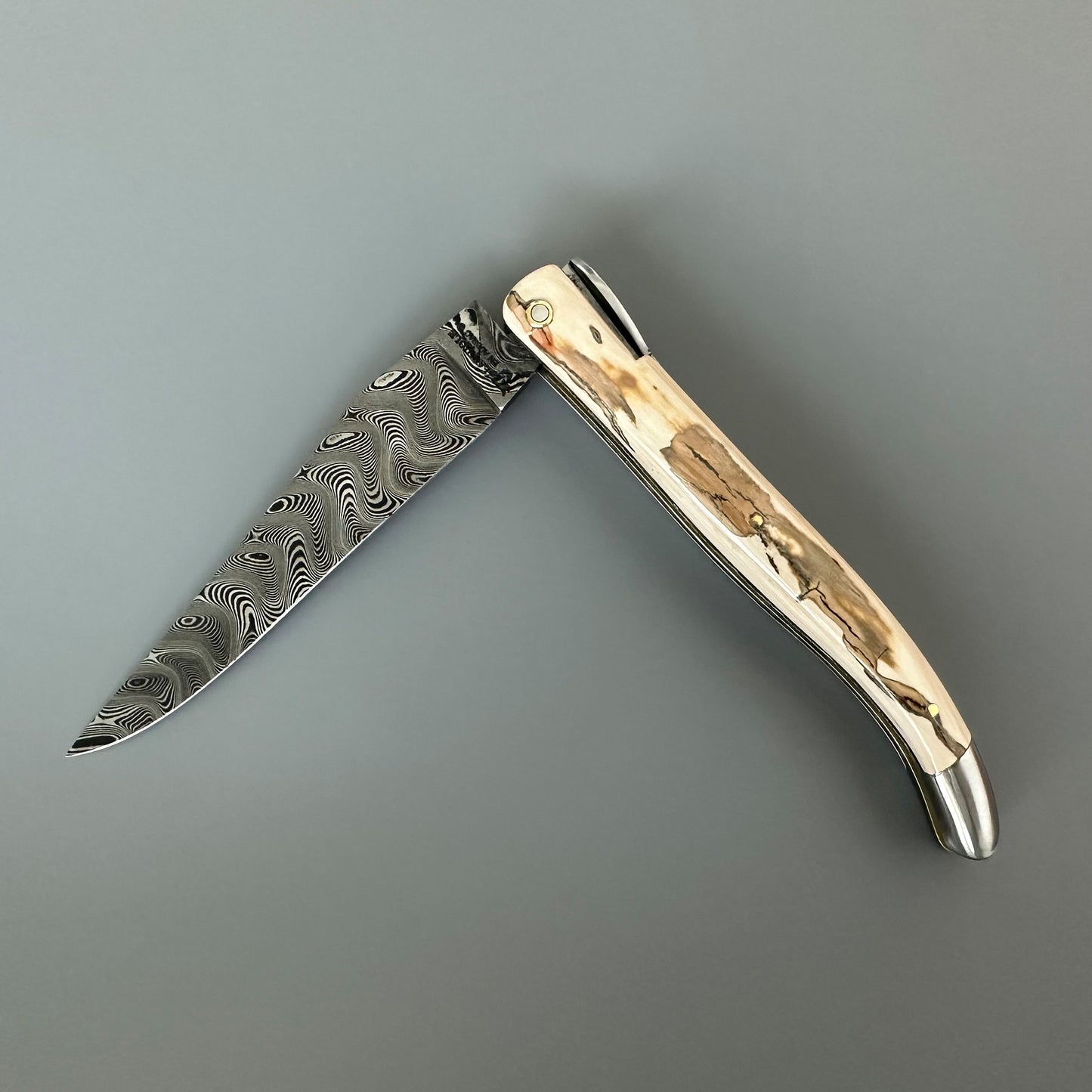 Laguiole en Aubrac — Origine Tour Eiffel Limited Edition Folding Knife | Ivory Crust Handle, Damascus Blade