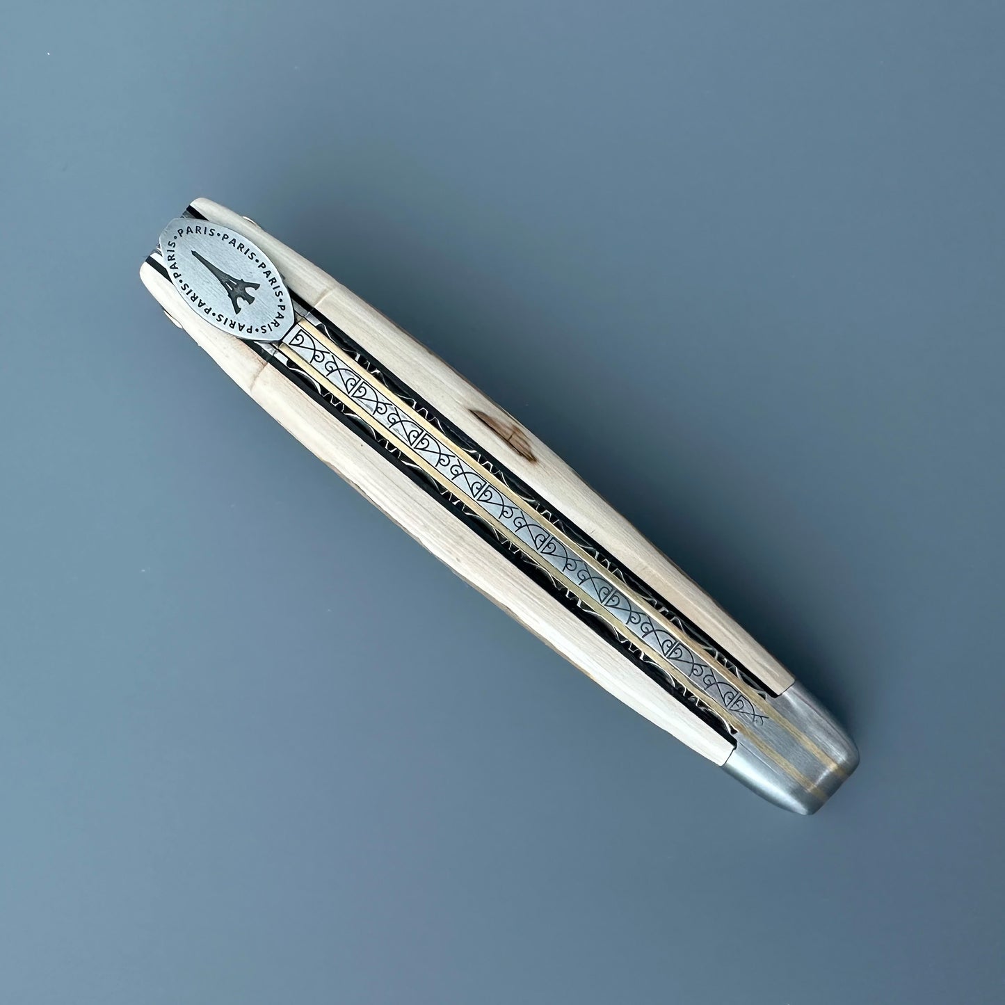 Laguiole en Aubrac — Origine Tour Eiffel Limited Edition Folding Knife | Ivory Crust Handle, Damascus Blade