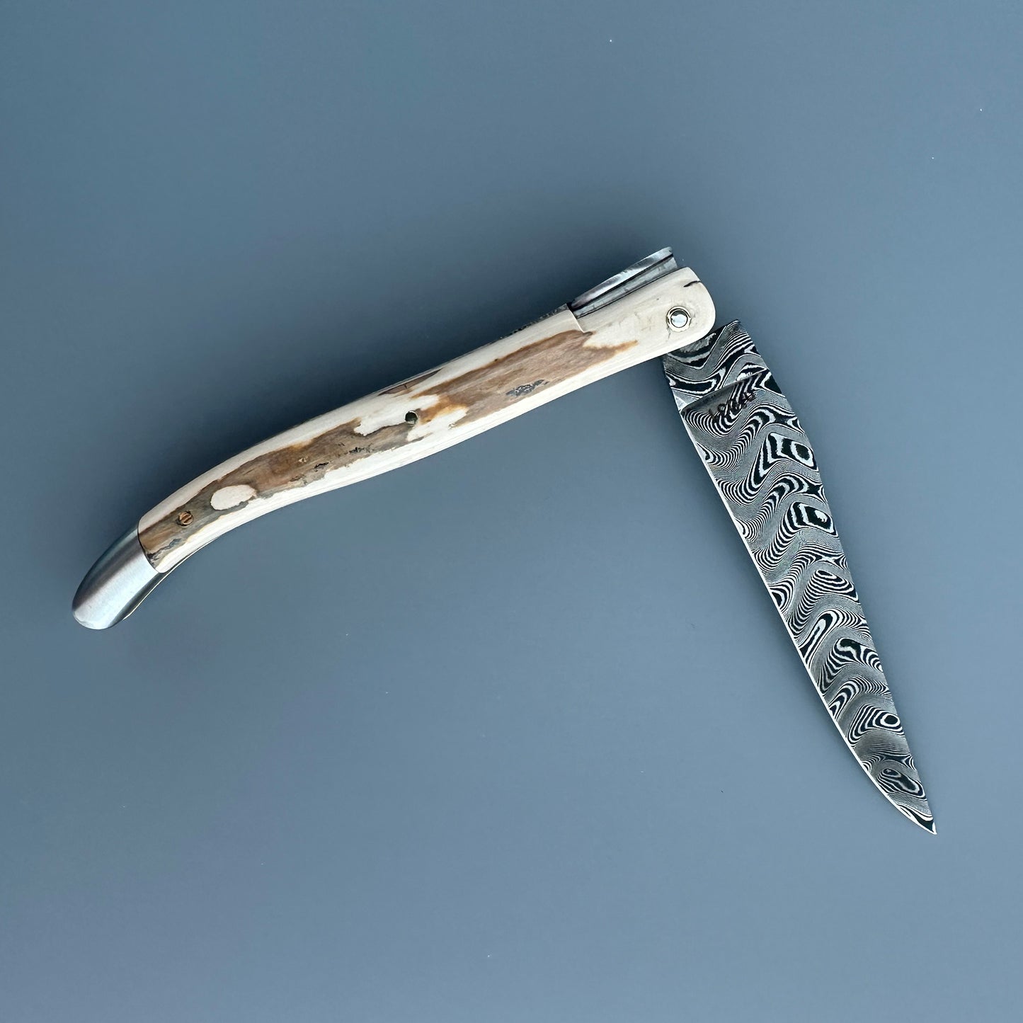 Laguiole en Aubrac — Origine Tour Eiffel Limited Edition Folding Knife | Ivory Crust Handle, Damascus Blade