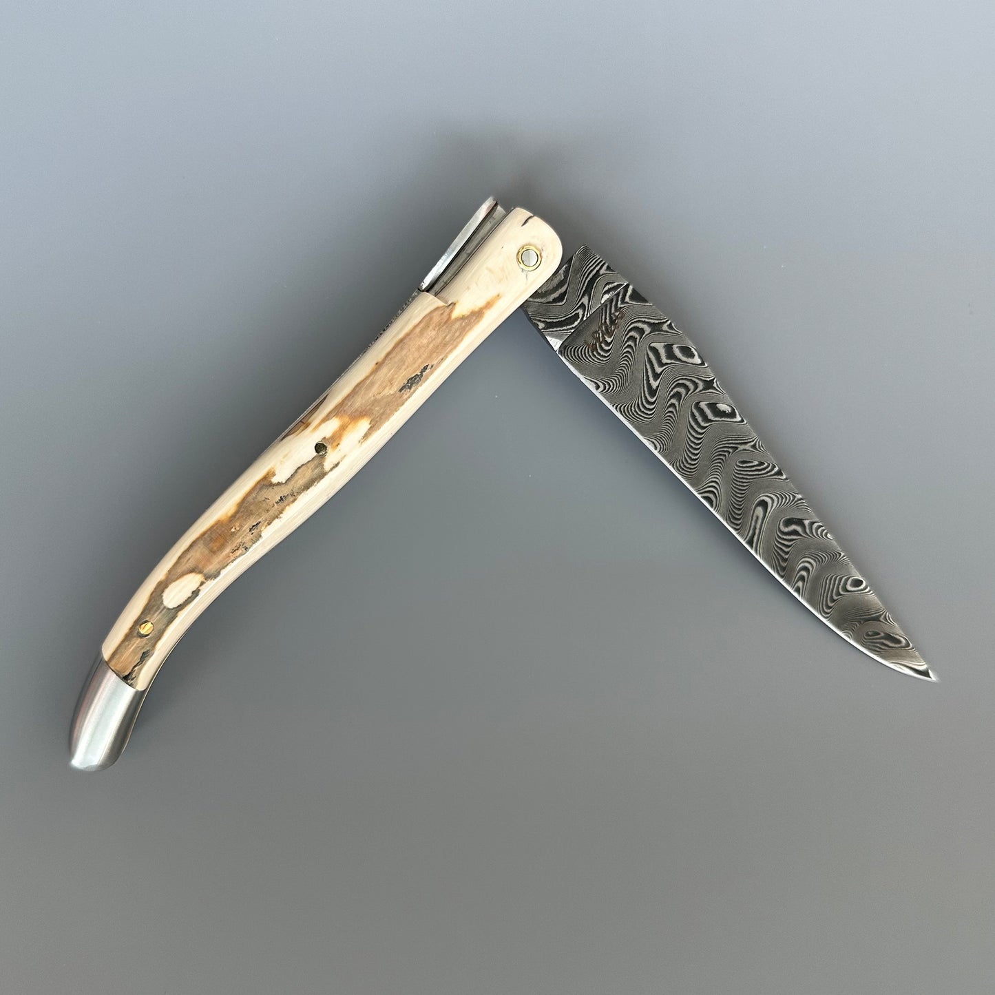 Laguiole en Aubrac — Origine Tour Eiffel Limited Edition Folding Knife | Ivory Crust Handle, Damascus Blade