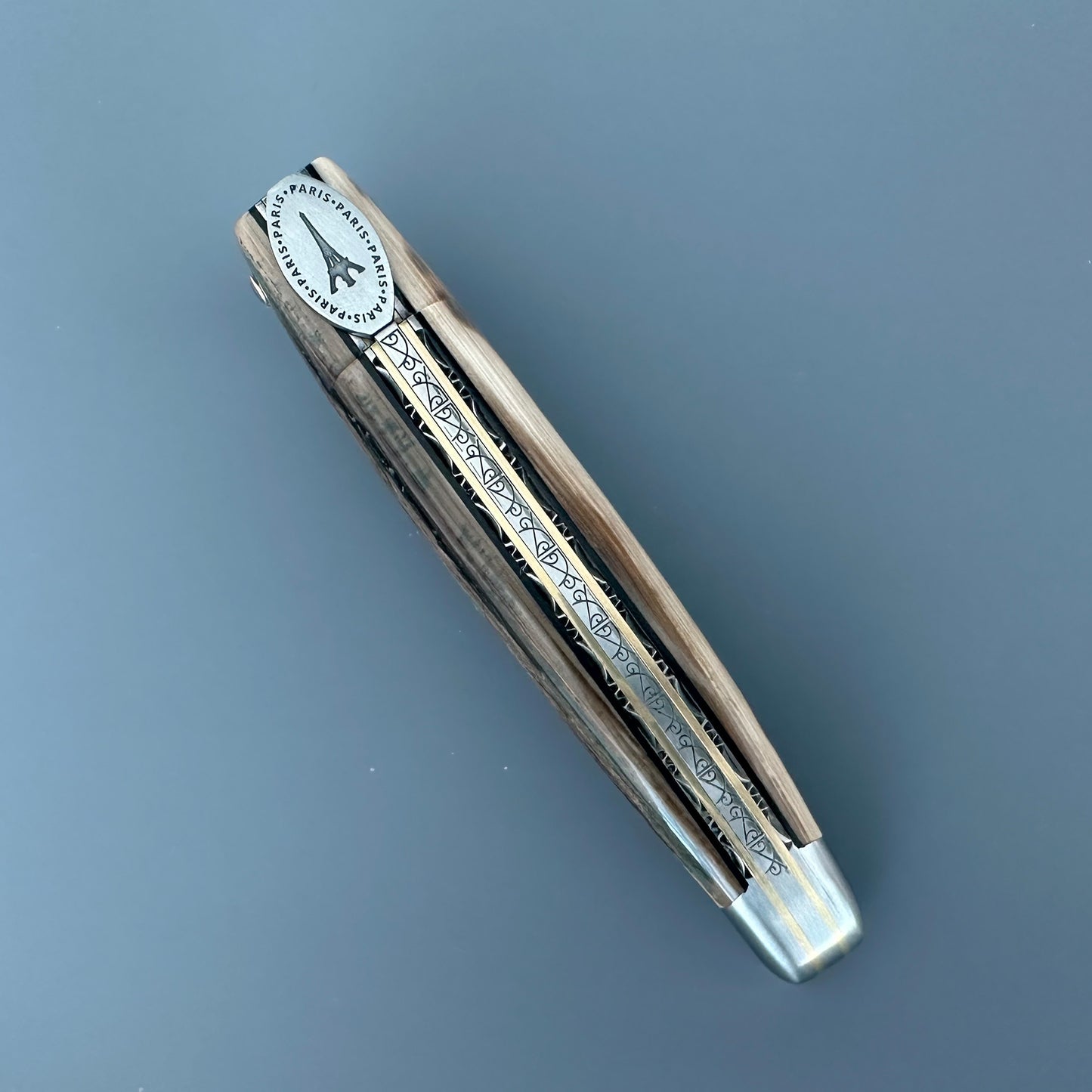Laguiole en Aubrac — Origine Tour Eiffel Limited Edition Folding Knife | Ivory Crust Handle, Damascus Blade