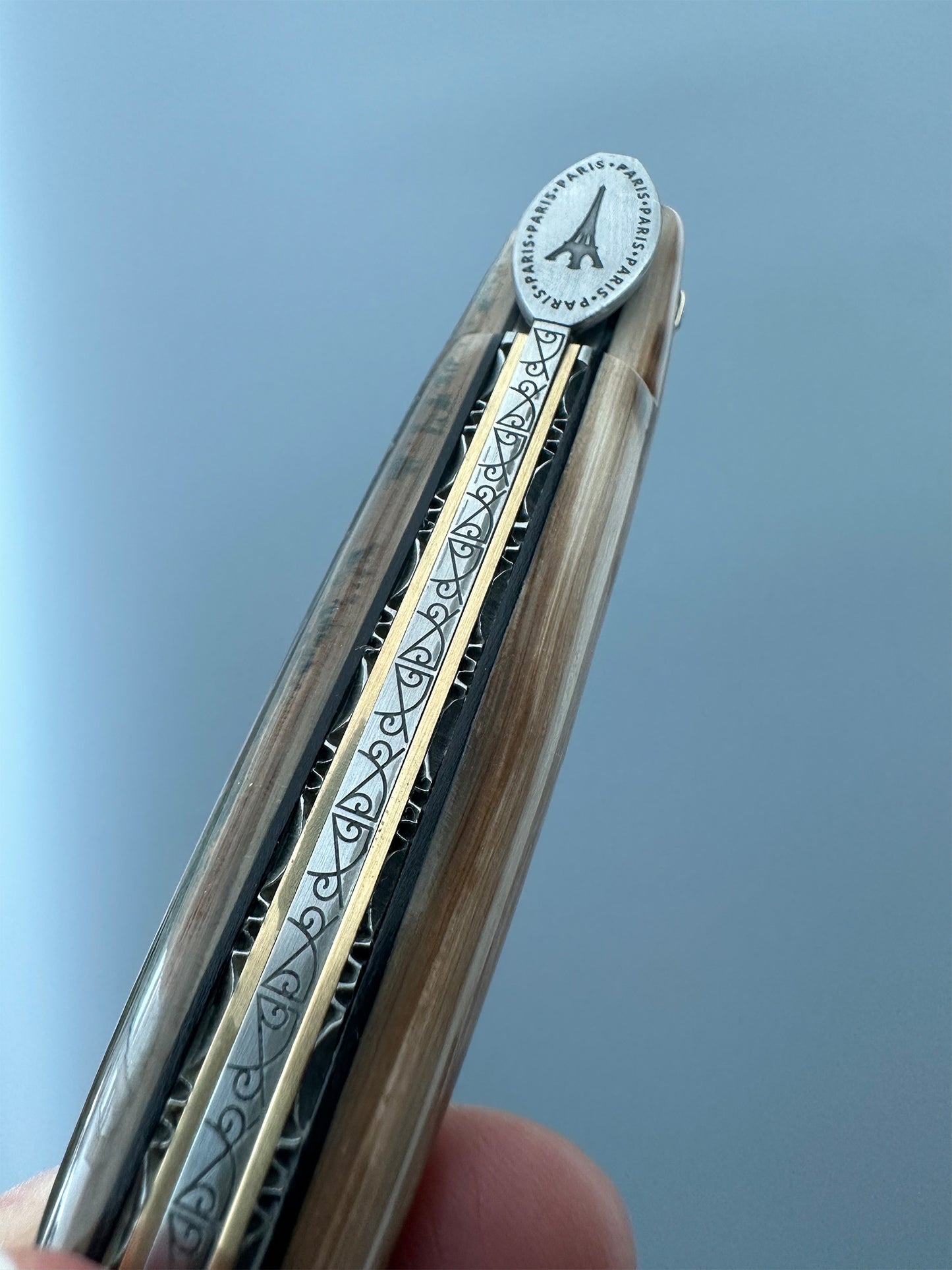 Laguiole en Aubrac — Origine Tour Eiffel Limited Edition Folding Knife | Ivory Crust Handle, Damascus Blade