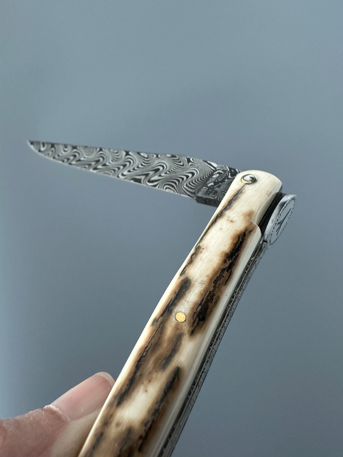 Laguiole en Aubrac — Origine Tour Eiffel Limited Edition Folding Knife | Ivory Crust Handle, Damascus Blade