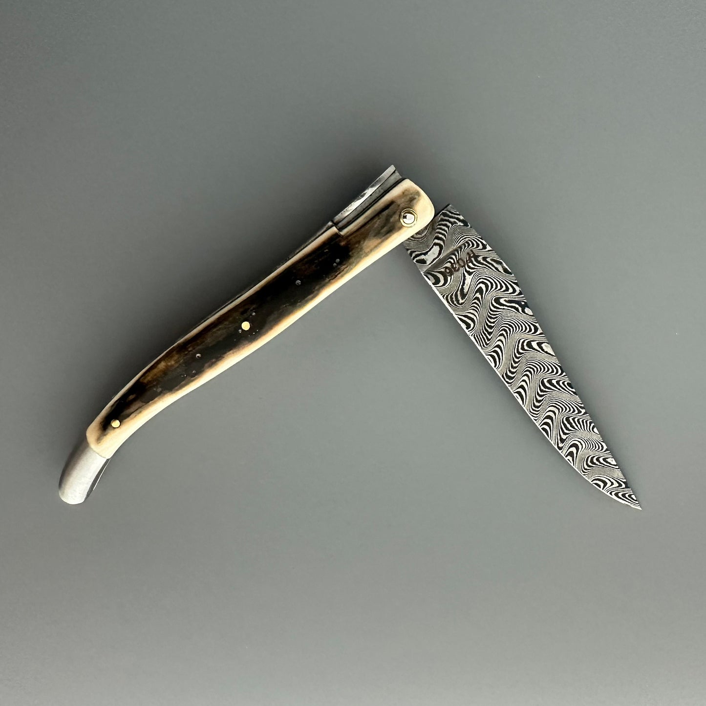 Laguiole en Aubrac — Origine Tour Eiffel Limited Edition Folding Knife | Ivory Crust Handle, Damascus Blade