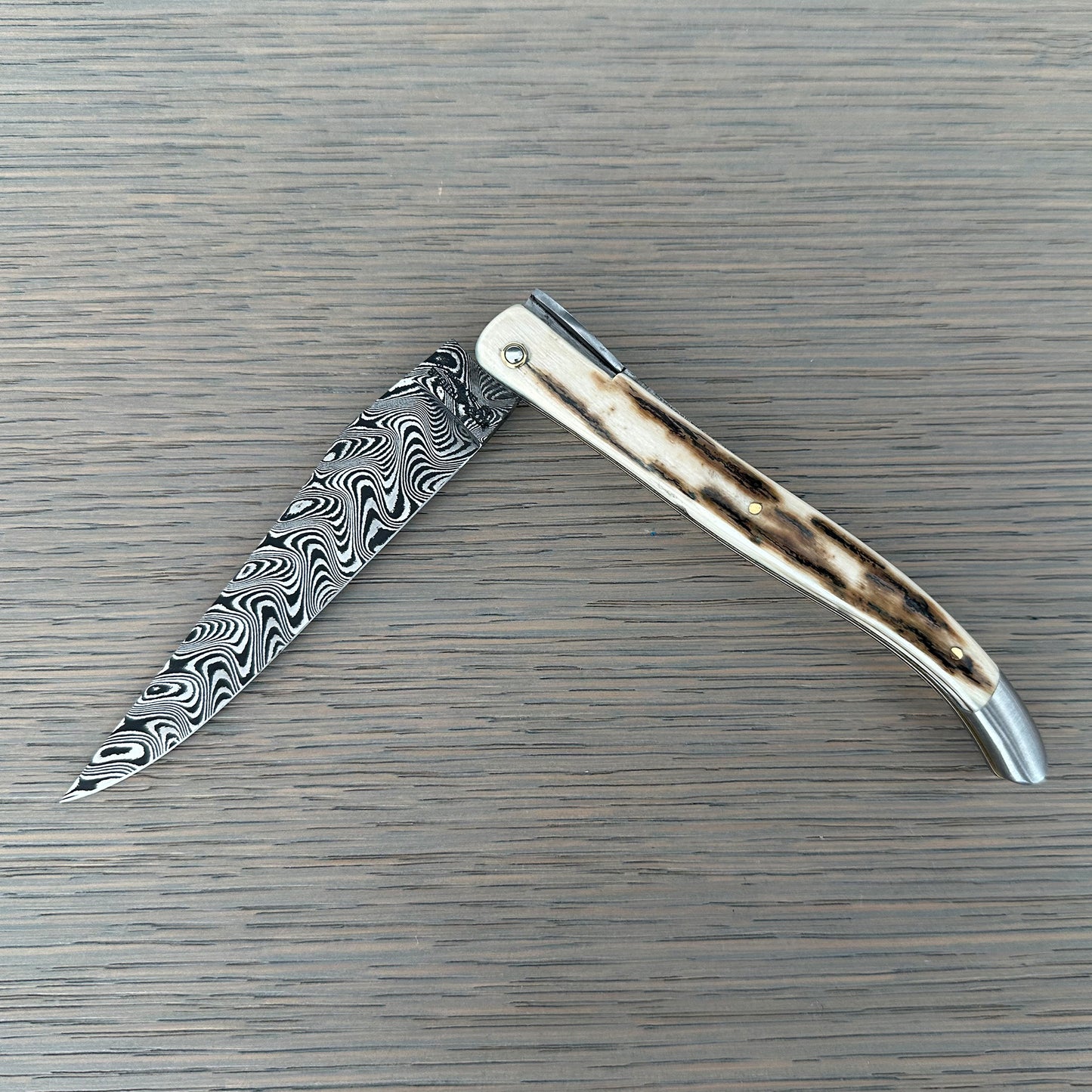 Laguiole en Aubrac — Origine Tour Eiffel Limited Edition Folding Knife | Ivory Crust Handle, Damascus Blade