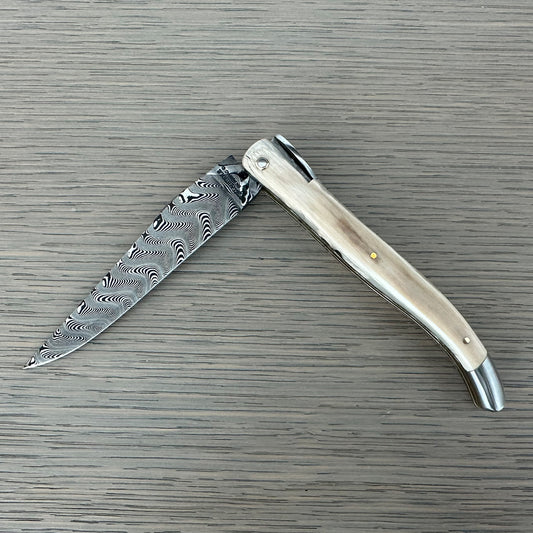 Laguiole en Aubrac — Origine Tour Eiffel Limited Edition Folding Knife | Ivory Crust Handle, Damascus Blade