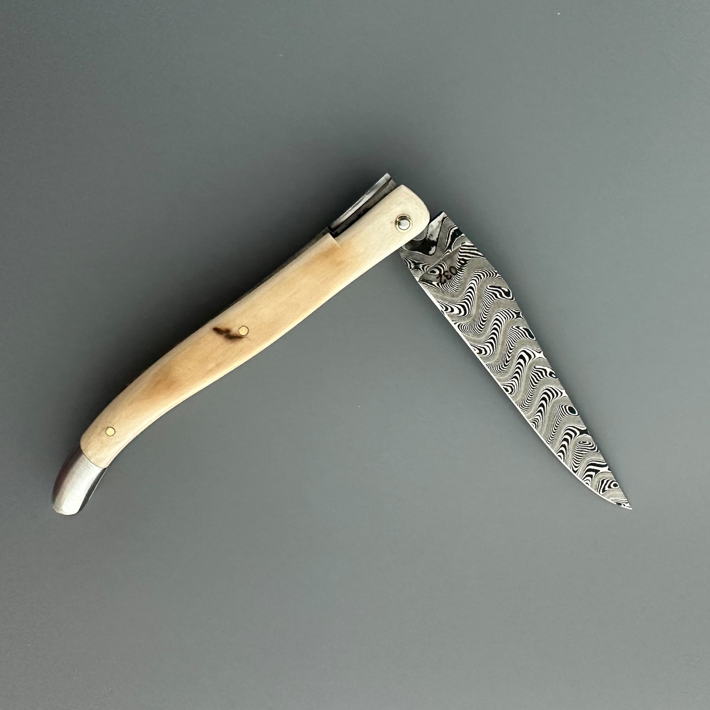 Laguiole en Aubrac — Origine Tour Eiffel Limited Edition Folding Knife | Ivory Crust Handle, Damascus Blade