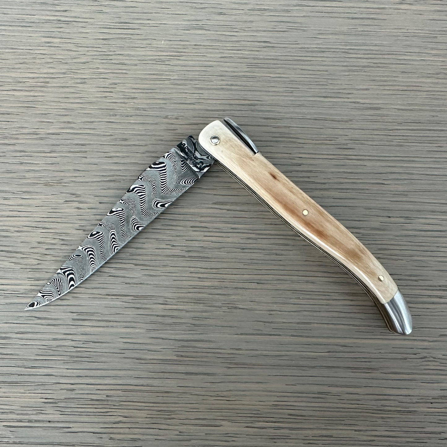 Laguiole en Aubrac — Origine Tour Eiffel Limited Edition Folding Knife | Ivory Crust Handle, Damascus Blade