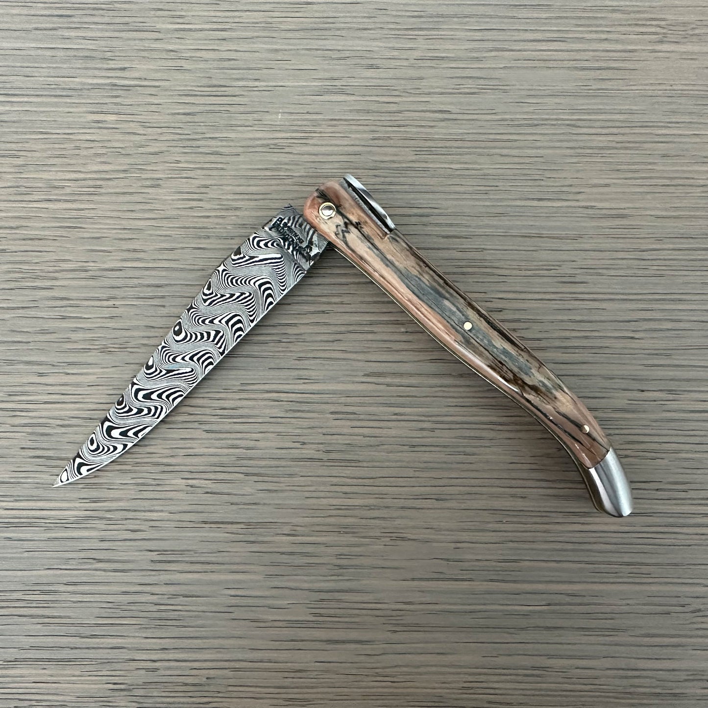 Laguiole en Aubrac — Origine Tour Eiffel Limited Edition Folding Knife | Ivory Crust Handle, Damascus Blade