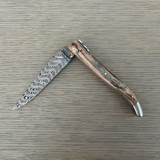 Laguiole en Aubrac — Origine Tour Eiffel Limited Edition Folding Knife | Ivory Crust Handle, Damascus Blade