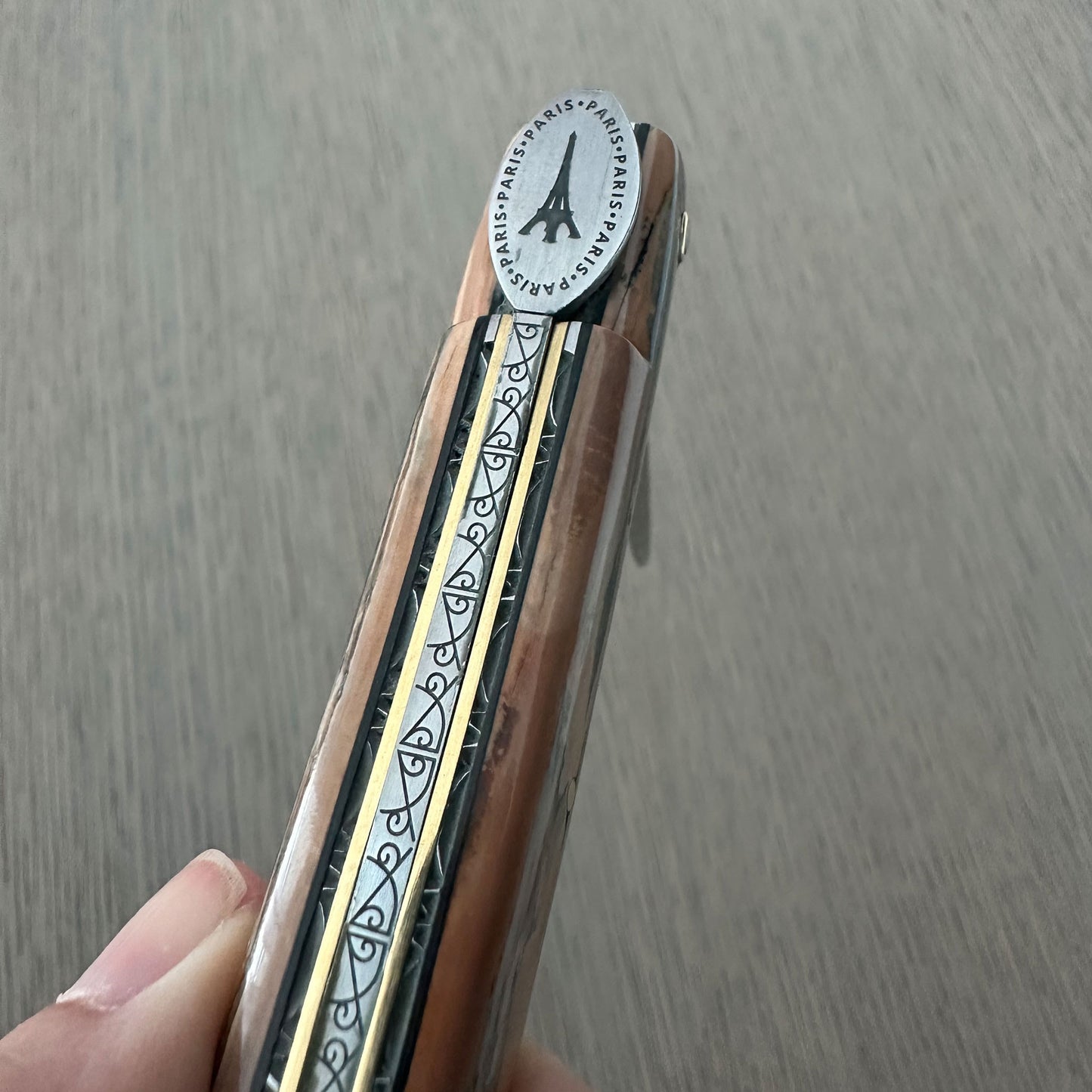 Laguiole en Aubrac — Origine Tour Eiffel Limited Edition Folding Knife | Ivory Crust Handle, Damascus Blade