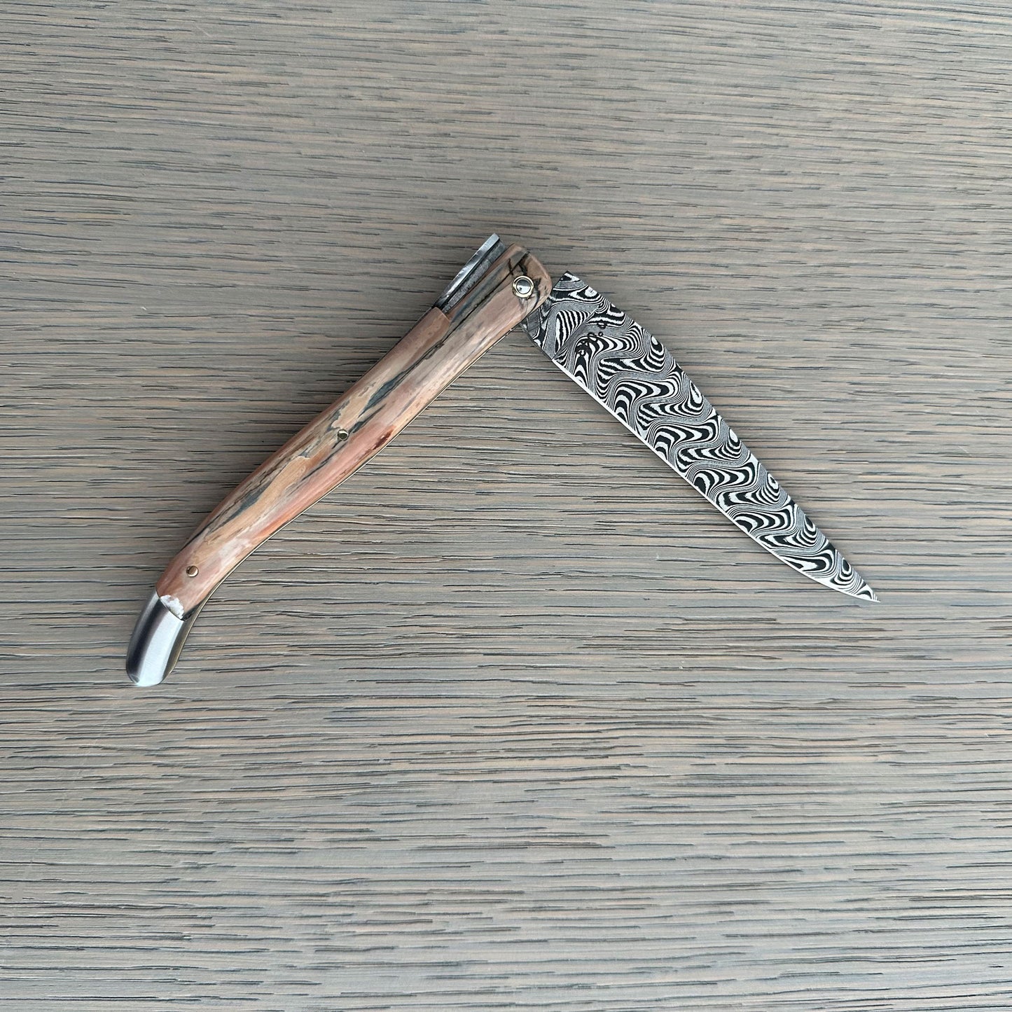 Laguiole en Aubrac — Origine Tour Eiffel Limited Edition Folding Knife | Ivory Crust Handle, Damascus Blade