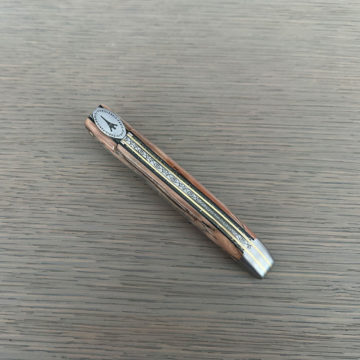 Laguiole en Aubrac — Origine Tour Eiffel Limited Edition Folding Knife | Ivory Crust Handle, Damascus Blade