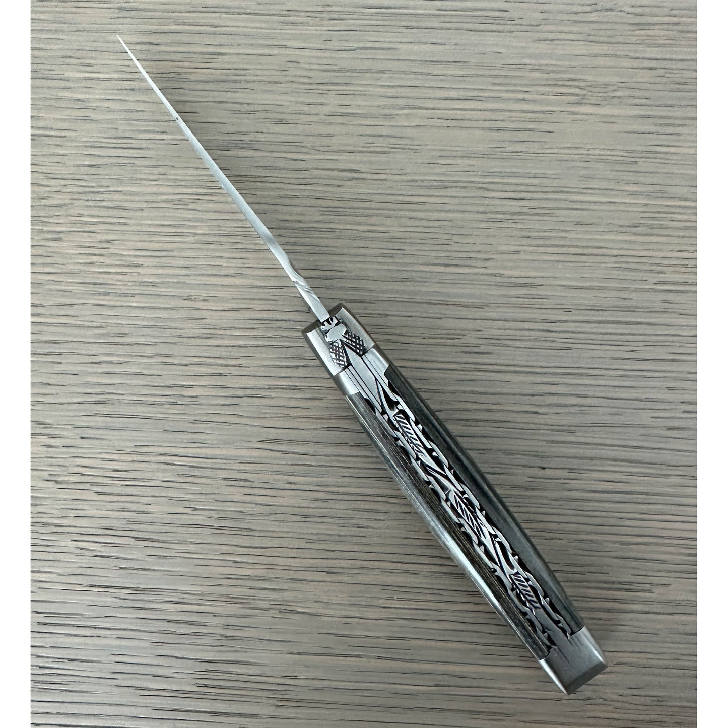 Laguiole en Aubrac Handcrafted Luxury Double Plates Multipurpose Knife with Pakawood Grey Handle, 4.75-inches