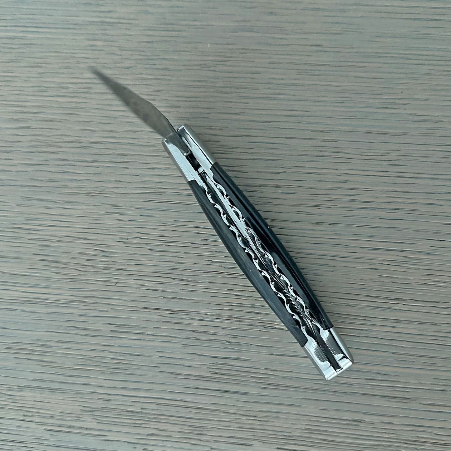 Laguiole en Aubrac Explosion Damascus Double Plated Knife Buffalo Horn Handle, 4.7"