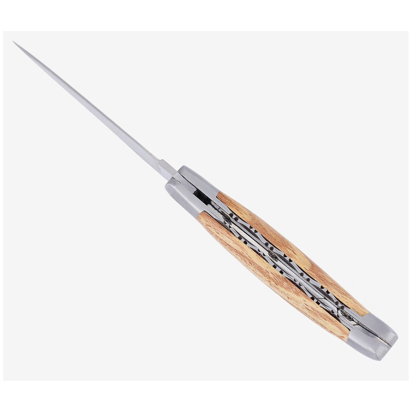 Laguiole en Aubrac Handcrafted Damascus Double Plated Multipurpose Knife with Shiny Bolsters, Aubrac Wood Handle, 4.75 นิ้ว