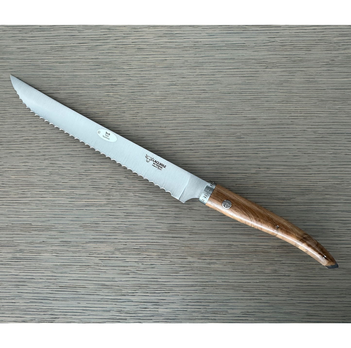 Laguiole en Aubrac Cuchillo de chef gourmet de cocina artesanal con mango de madera de teca, 8 pulgadas