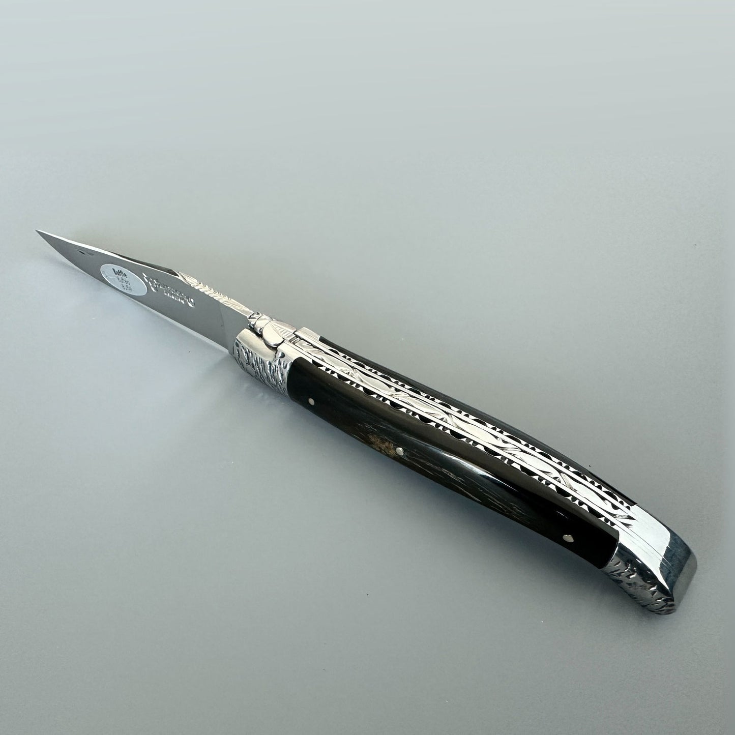 Laguiole en Aubrac Double Plated Knife Hammered Bolsters, Buffalo Crust 4.7"
