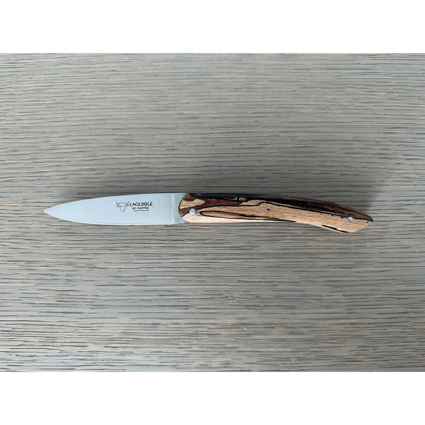 Laguiole en Aubrac Handmade Lo Fau Folding Pocket Steak Knife, Aubrac Wood Handle, 3.5-Inches