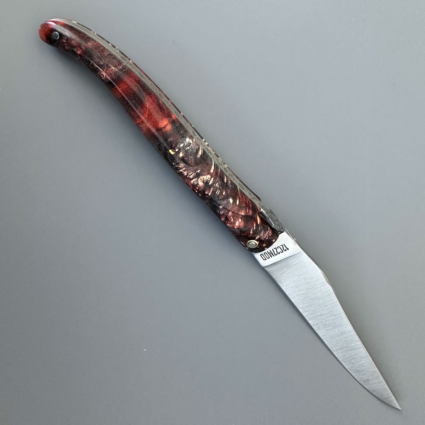 Laguiole en Aubrac Folding Knife Cosmos Space Bee, Dark Fire Elder Burl 4.8"