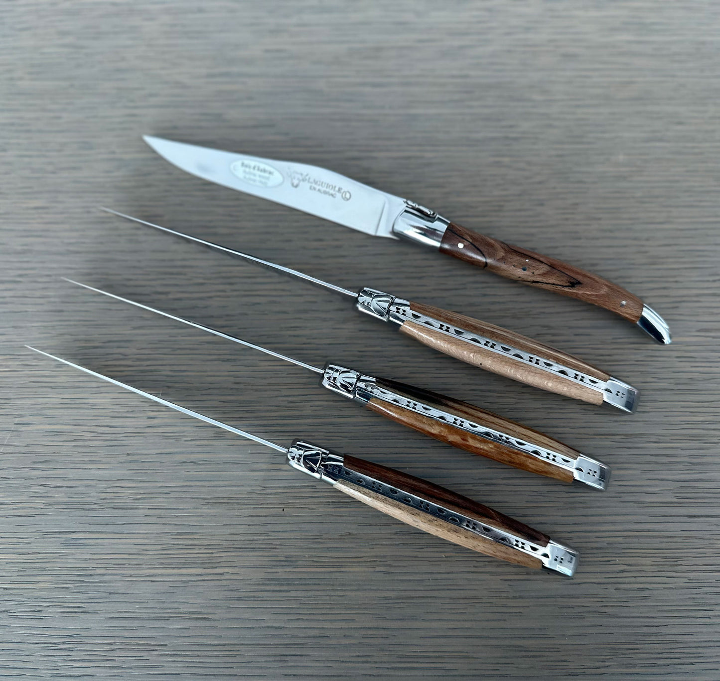 Laguiole en Aubrac Handcrafted 4-Piece Steak Knife Set with Aubrac Wood Handles