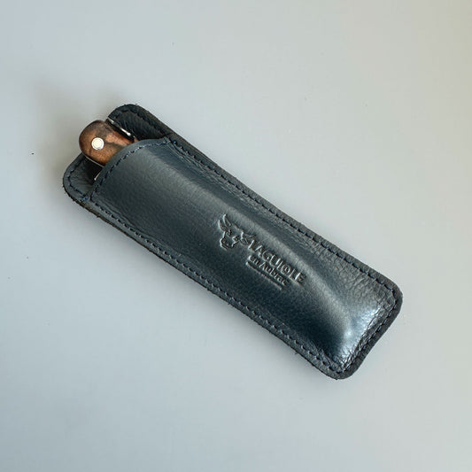 Laguiole en Aubrac Grained Leather Pouch — Marine, Single Knife Sheath