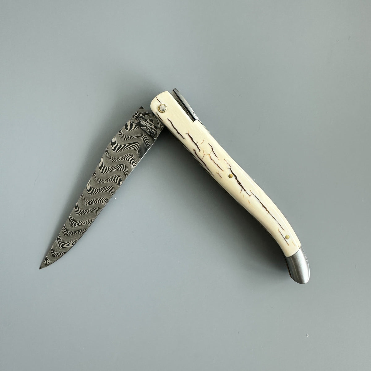 Partly Open Front View of Laguiole en Aubrac Eiffel folding knife 