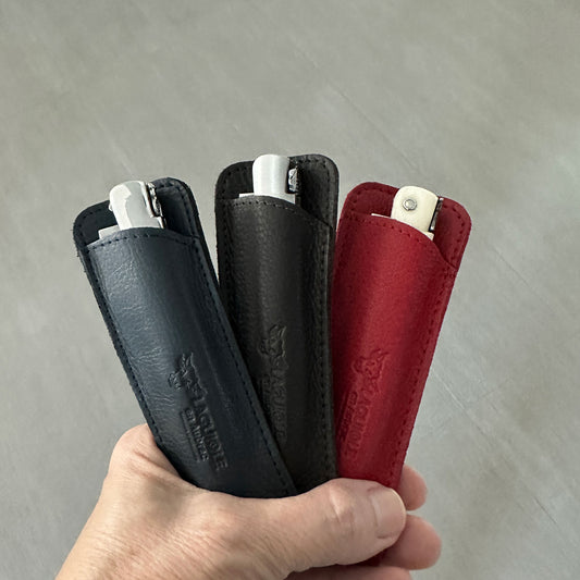 Laguiole en Aubrac Grained Leather Pouch — Marine, Single Knife Sheath