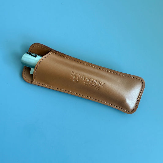 Laguiole en Aubrac Classic Pouch Tan — Aubrac Leather, Single Knife Sheath
