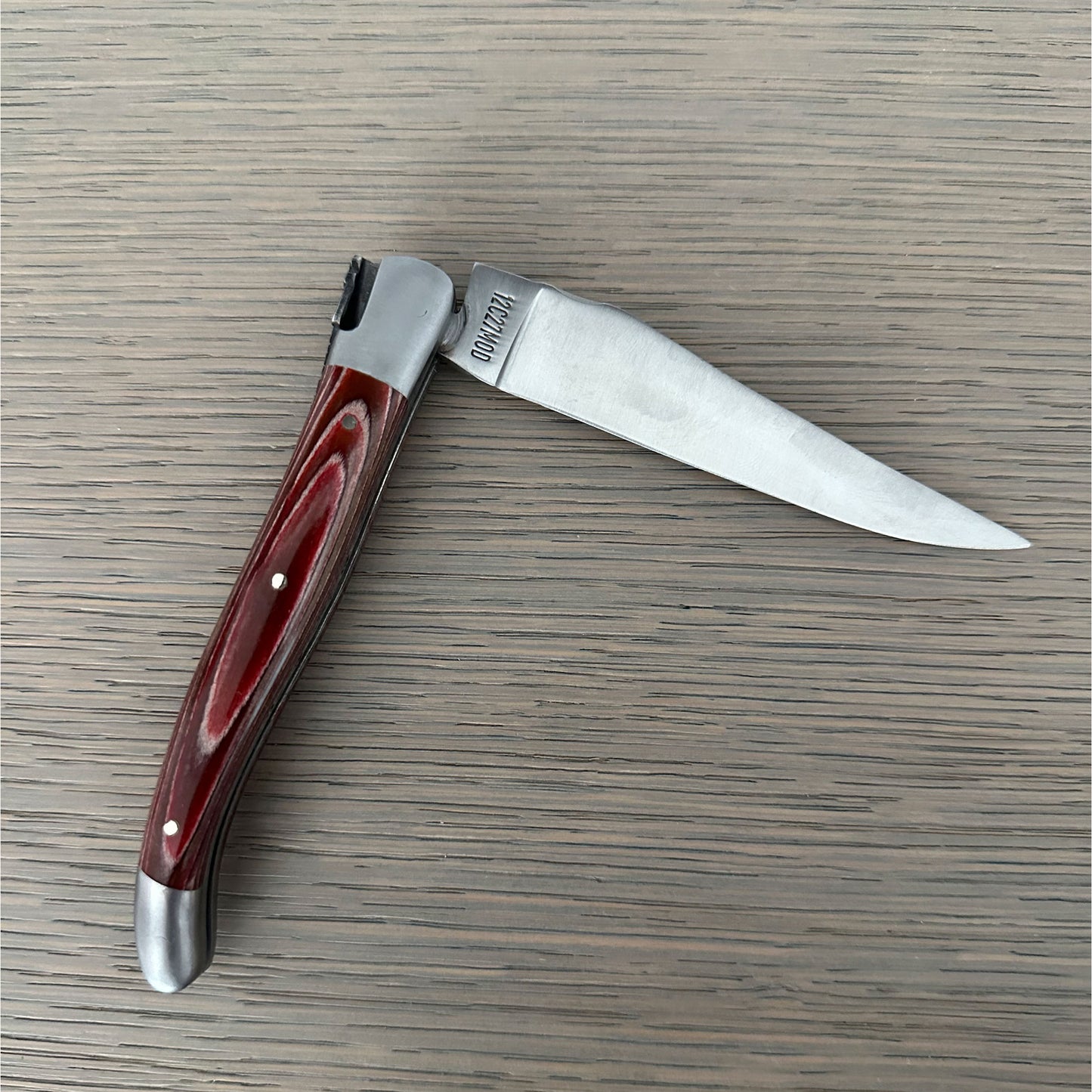 Laguiole en Aubrac Handcrafted Luxury Double Plates Multipurpose Knife with Pakawood Red Handle, 4.75-inches