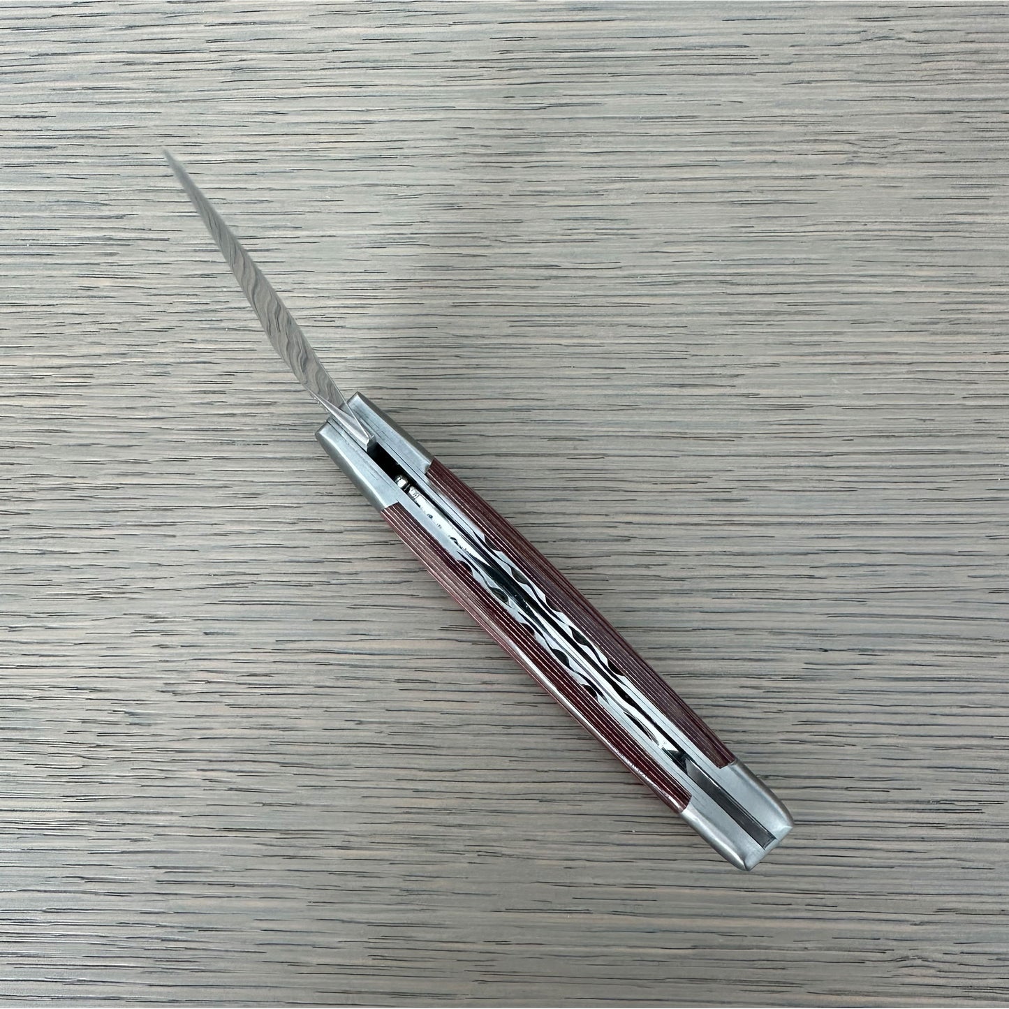 Laguiole en Aubrac Handcrafted Luxury Double Plates Multipurpose Knife with Pakawood Red Handle, 4.75-inches