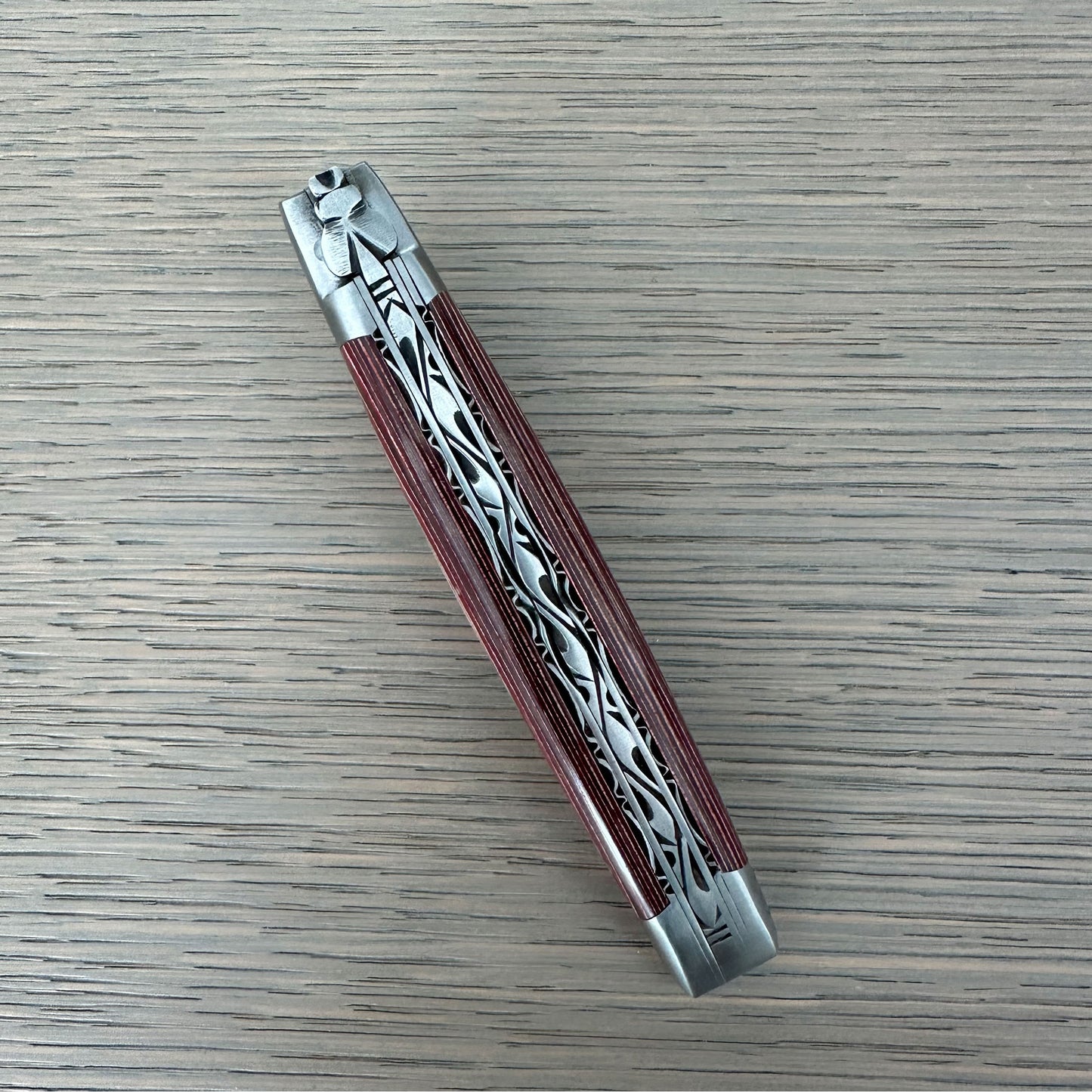 Laguiole en Aubrac Handcrafted Luxury Double Plates Multipurpose Knife with Pakawood Red Handle, 4.75-inches