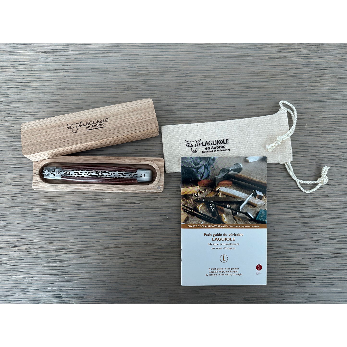 Laguiole en Aubrac Handcrafted Luxury Double Plates Multipurpose Knife with Pakawood Red Handle, 4.75-inches