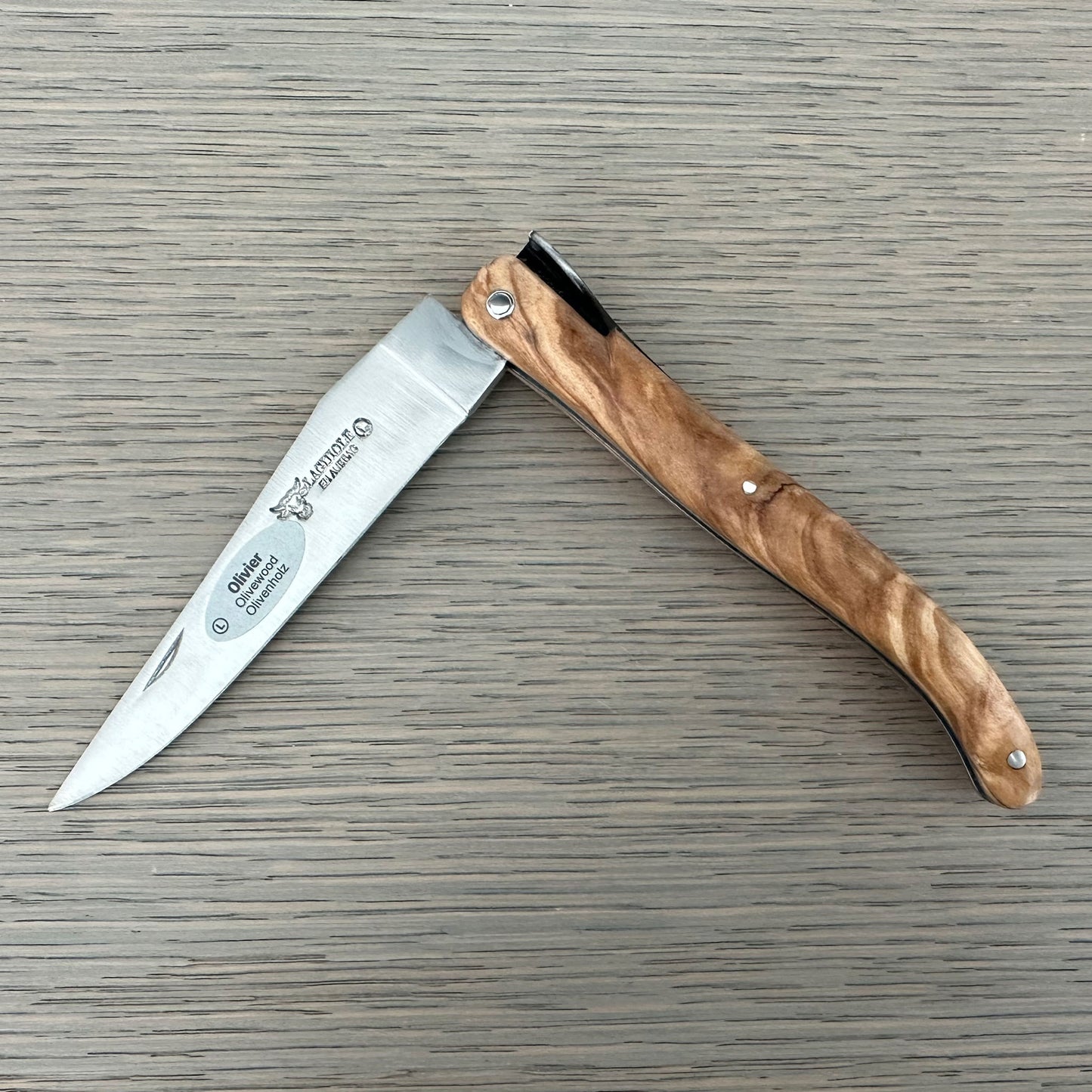 Laguiole en Aubrac Folding Knife Secret Garden Series Primrose Bee with Olive Wood, 4.8-in