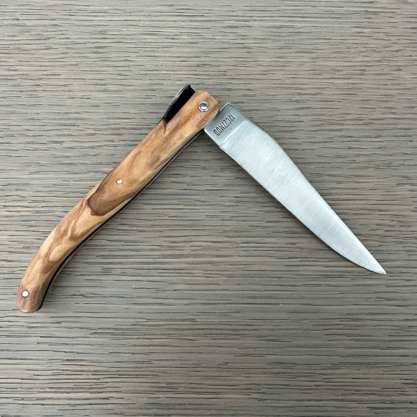 Laguiole en Aubrac Folding Knife Secret Garden Series Primrose Bee with Olive Wood, 4.8-in