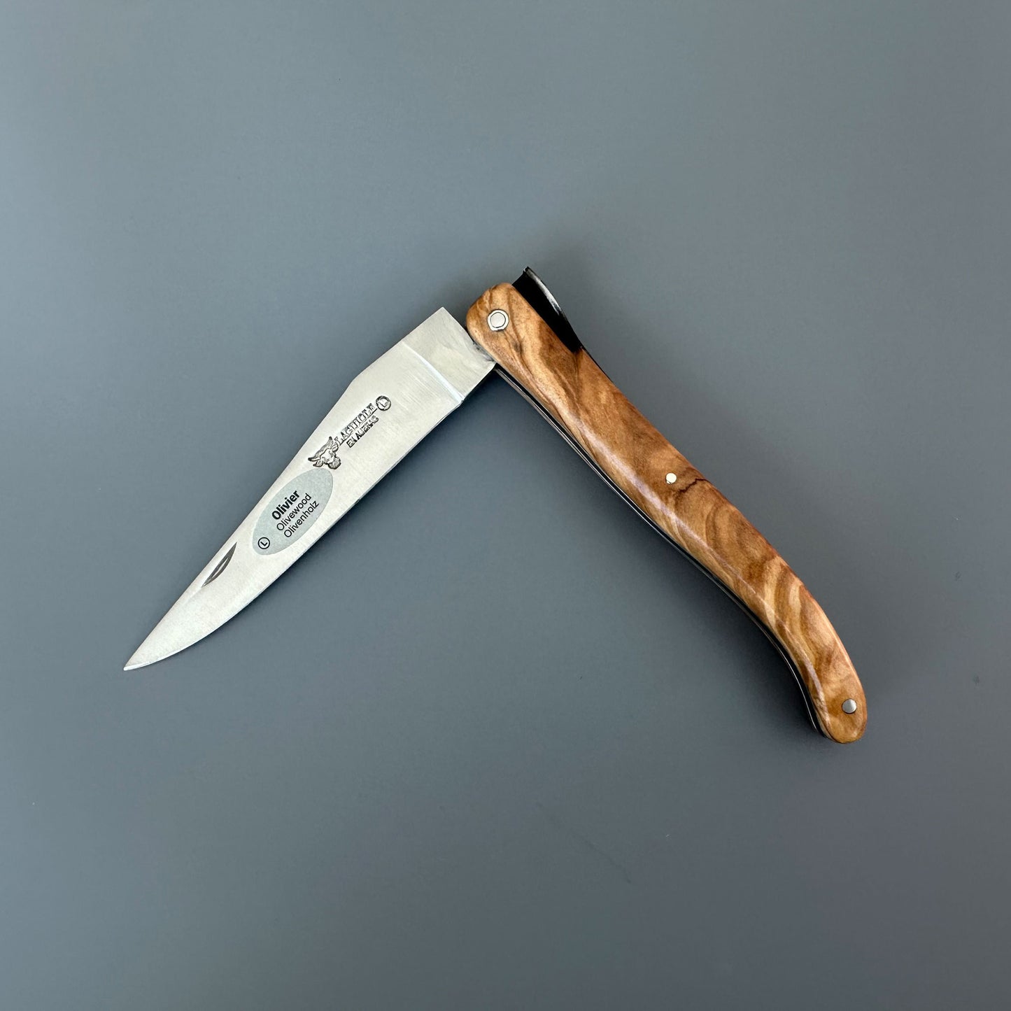 Laguiole en Aubrac Folding Knife Secret Garden Series Primrose Bee with Olive Wood, 4.8-in