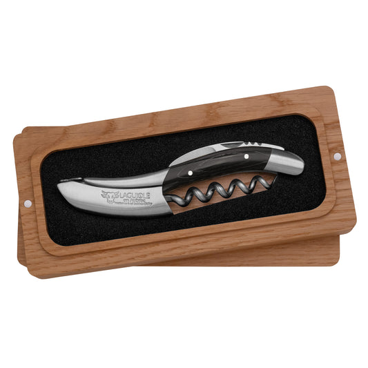 Handcrafted Sommelier Waiter's Corkscrew with Black Pakawood Handle by Laguiole en Aubrac