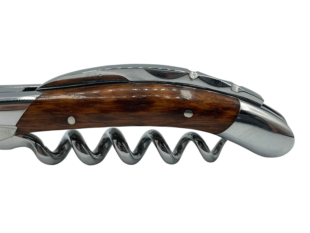 Laguiole en Aubrac 2-Piece Sommelier Waiter's Corkscrew and Handcrafted Plate Multipurpose Knife With Amourette Wood Handle