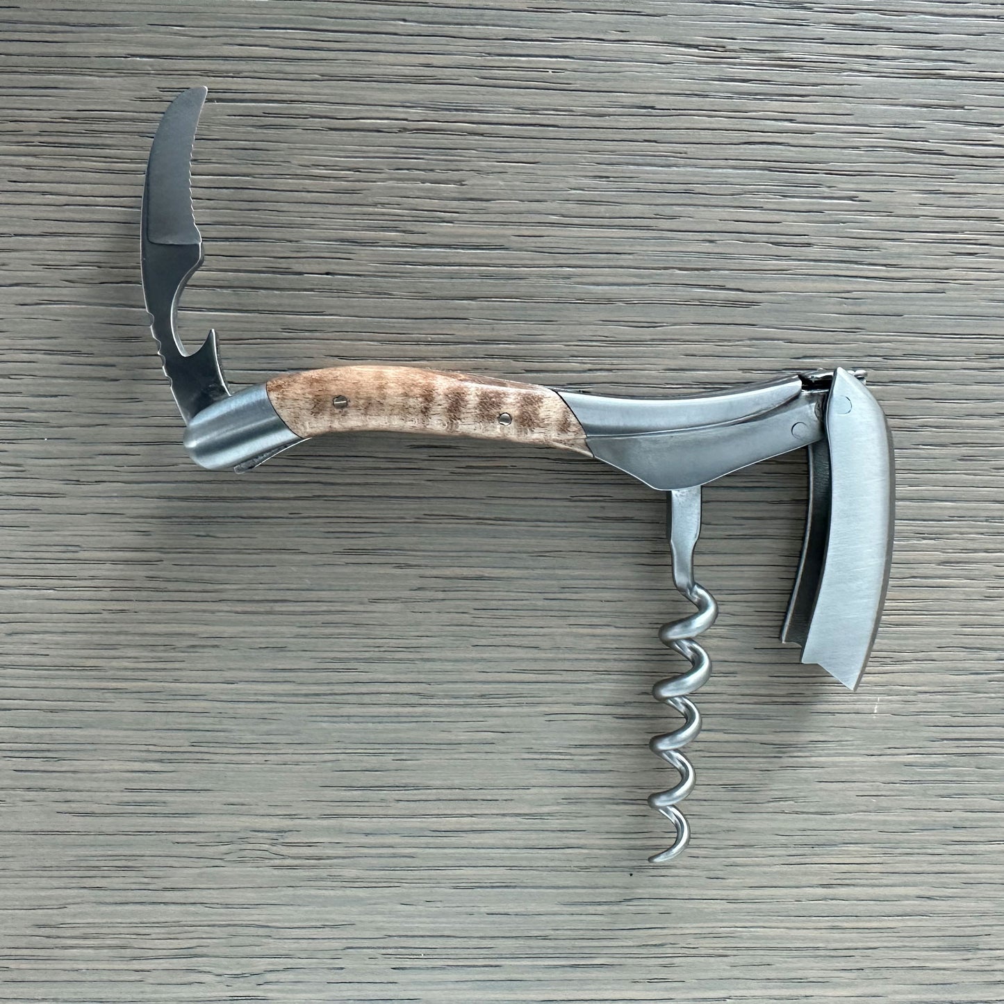 Handcrafted Sommelier Waiter's Corkscrew with Wavy Maple Wood Handle by Laguiole en Aubrac