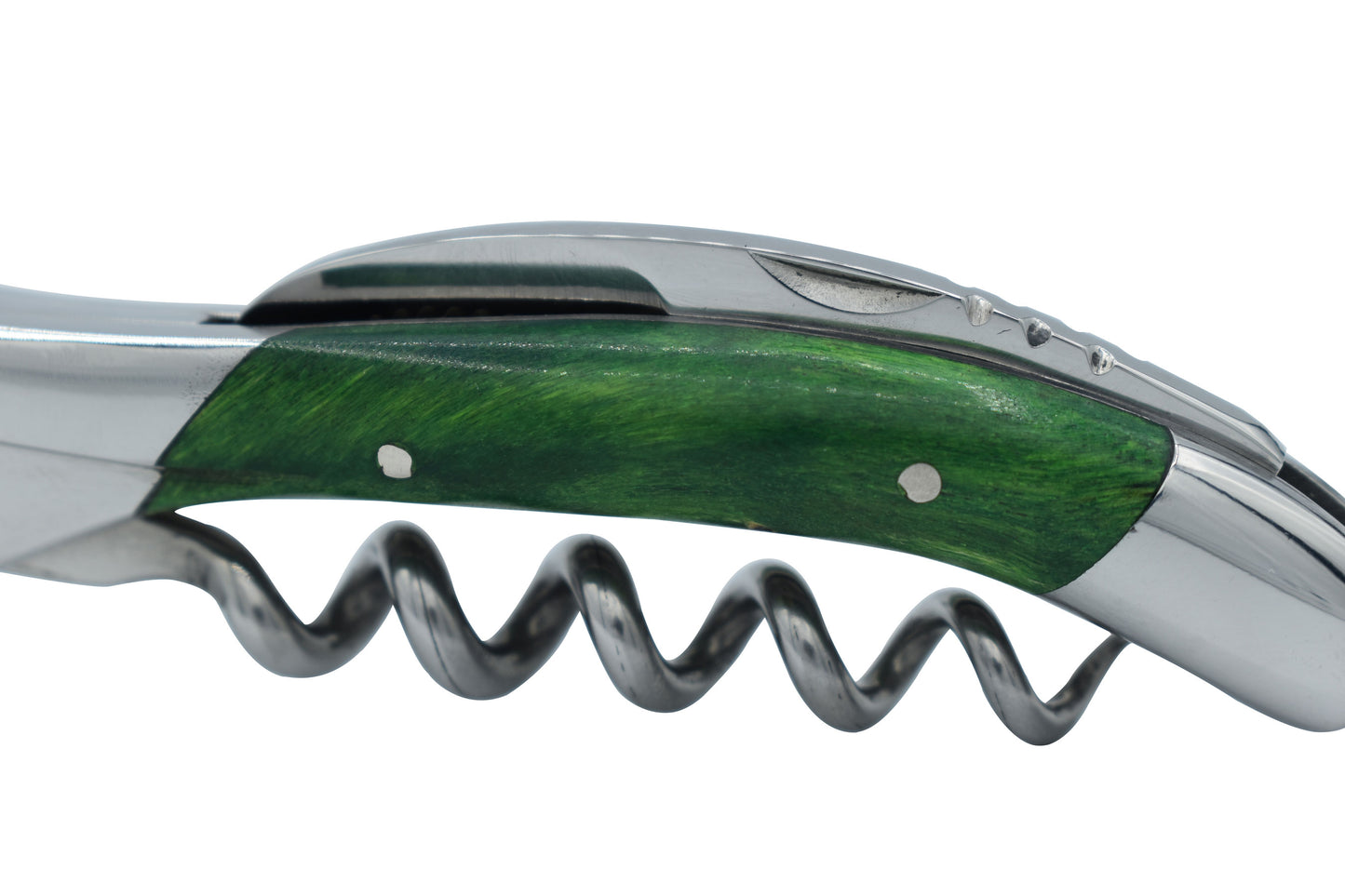 Handcrafted Sommelier Waiter's Corkscrew with Stabilized Green Poplar Burl Handle, Polished Bolster by Laguiole en Aubrac