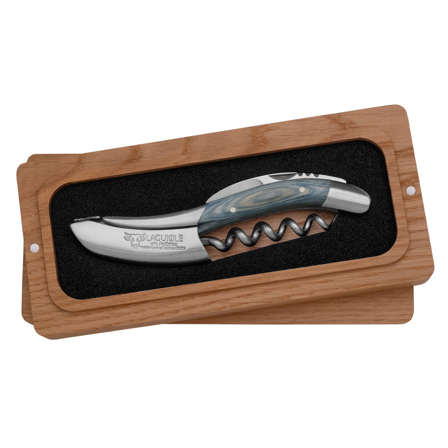 Handcrafted Sommelier Waiter's Corkscrew with Blue Pakawood Handle by Laguiole en Aubrac