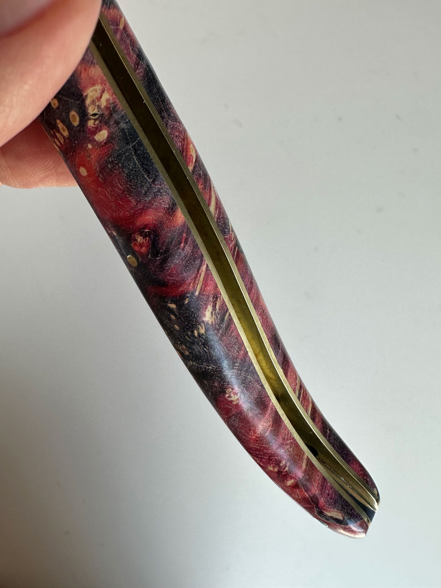 Laguiole en Aubrac Folding Knife Cosmos Series with Space Bee, Fire Elder Burl 4.8-in