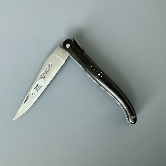 Laguiole en Aubrac USA Independence 250 anniversary folding pocket knife with Ebony Handle partially open